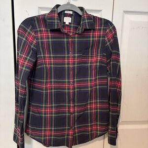 J. Crew Plaid Button Down Shirt - Black, Red, Green